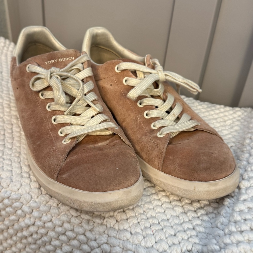 Tory Burch Pink Howell Court Suede Skater Sneakers